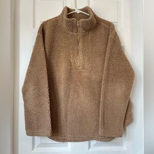 Kookaburra by UGG Women's Tan 1/4 Zip Fleece Pullover teddy sweatshirt size M